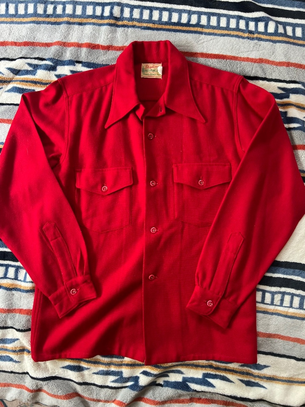 Men’s Vintage Skyline Wool Button-Up Shirt